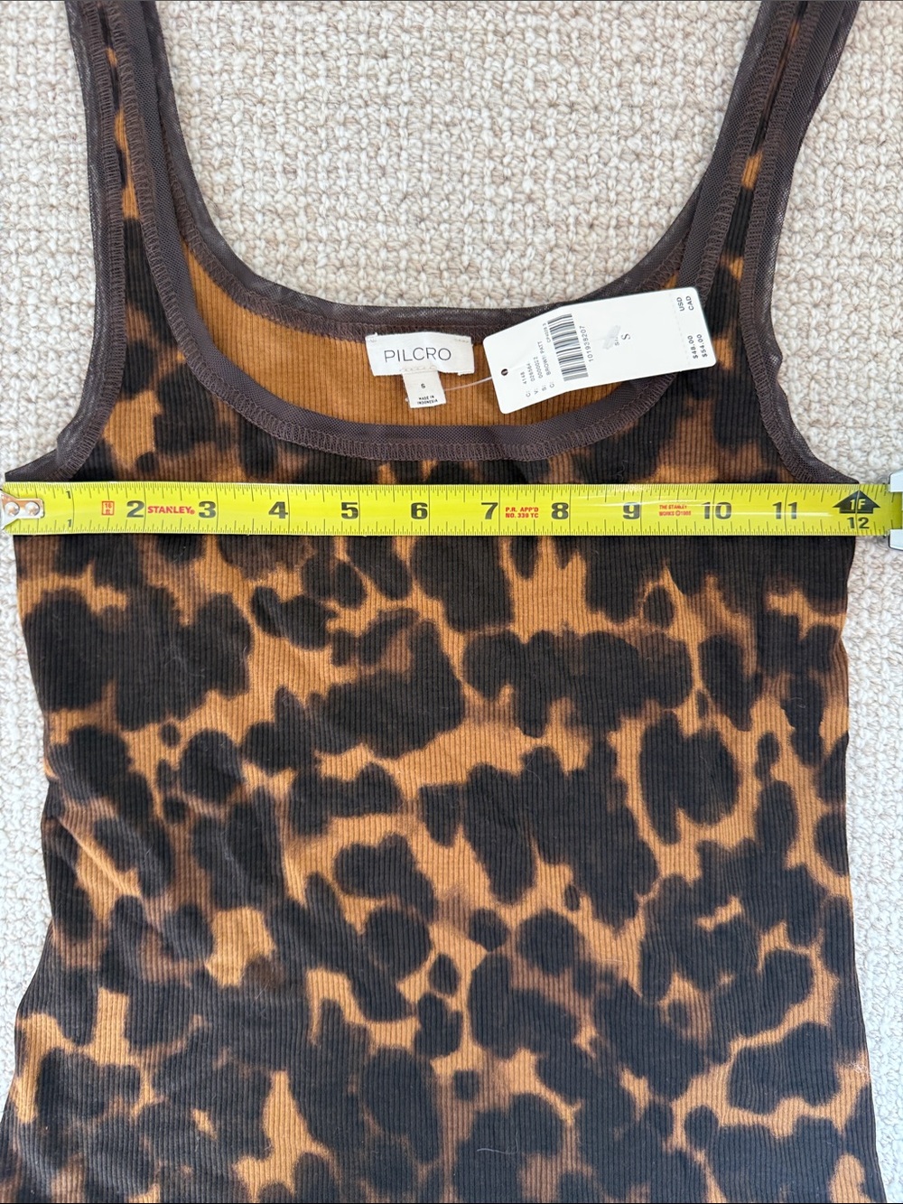 Pilcro Leopard-Print Ribbed Tank in Brown & Black - NWT Size S - Picture 5 of 7